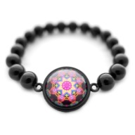 Bransoletka czarny onyx indyjska mandala równowaga