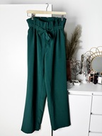 Zielone spodnie palazzo Bik Bok S wysoki stan eleganckie butelkowa zieleń