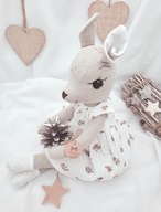 Lalka Tilda Sarenka len przytulanka handmade rękodzieło 47 cm