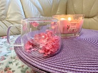 KUBEK szklany TERMICZNY 3D SUSZONE KWIATY PODWÓJNE DNO SZKLANKA KWIATKI