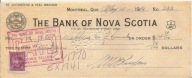THE BANK OF NOVA SCOTIA CANADA -czek -1949 rok