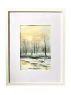 Akwarela - pejzaż zimowy