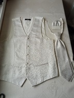 Giacomo Conti glamour biała koszula kamizelka krawat poszetka r 48 komplet