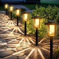 4 SZTUKI ZESTAW LAMP Lampy Solarne LED ogrodowe Ogród Taras Ścieżka Ciepły
