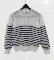 Sweterek Wełna Moher W Czarne Paski |R. M