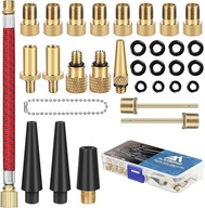 Zestaw 32x Adapter Wentylka Rowerowego DV/SV/AV– Igły, Dysze, Wąż, Pudełko