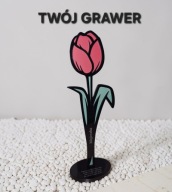 Personalizowany kwiat z grawerem, tulipan, prezent dla mamy, wieczna róża