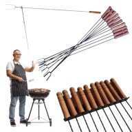 KIJKI WIDEŁKI WIDŁY NA GRILLA OGNISKO DŁUGIE 120CM 10SZT. + PODPÓRKI