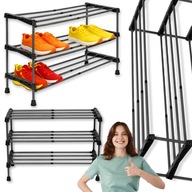 PÓŁKA REGAŁ SZAFKA NA BUTY METALOWY WĄSKI CZARNY ROZSUWANY SKŁADANY STOJAK