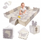 DUŻA MATA EDUKACYJNA PIANKOWA PUZZLE KOJEC SZARA 36 ELEMENTÓW DLA DZIECI