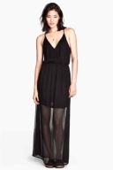 H & M czarna sukienka długa maxi transparentna prześwitująca halloween y2k