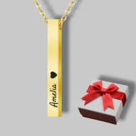 Podłużny naszyjnik (wisiorek 3D) - grawer gratis - napis - prezent