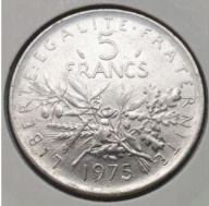 FRANCJA [0100] *5 Franków 1975 signatura O.Roty H