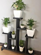 Drewniany ogrodowy kwietnik / stojak-półka czarna