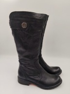 Kozaki damskie skórzane oficerki czarne Dolce Pietro PRZECENA R. 37