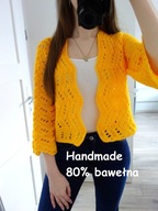 NOWY KARDIGAN SWETEREK HANDMADE SZYDEŁKOWY OVERSIZE NARZUTKA LUŹNY 36 S