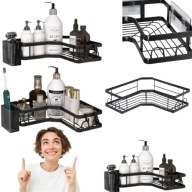 PÓŁKA ŁAZIENKOWA NAROŻNA WISZĄCA POD PRYSZNIC SAMOPRZYLEPNA METALOWA 2 SZT.