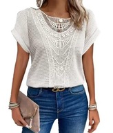 BLUZKA DAMSKA ELEGANCKA TOP KRÓTKI RĘKAW LETNIA L