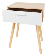 Drewniany stolik nocny z szufladą 40x29x52 cm – szafka nocna skandynawska
