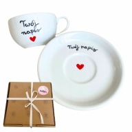 Elegancka filiżanka do kawy ze spodkiem personalizowana rękodzieło