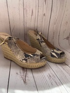 37 Dune sandały na koturnie platformie wężowy wzór