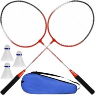 ZESTAW DO GRY W BADMINTONA PALETKI RAKIETKI LOTKI 3 SZT POKROWIEC BADMINTON