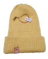 Ciepła, jasnożółta czapka, wełna + alpaka, handmade, unikat