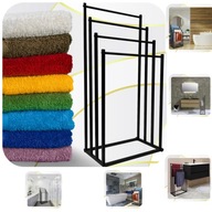 Stojak na Ręczniki Łazienkowe Uchwyt Wieszak Metalowy Loft Czarny 4 Poziomy