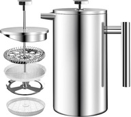 KAWIARKA ZAPARZACZ DO KAWY I HERBATY Z POTRÓJNYMI FILTRAMI 1 L NIERDZEWNY
