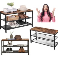 SZAFKA NA BUTY STOJAK SZAFKA METALOWA Z SIEDZISKIEM MOCNA DREWNIANA VINTAGE