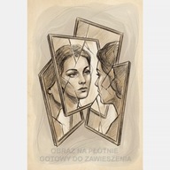 Odbicia w lustrach kobieta szkic rysunek ołówek obraz na płótnie 55x80