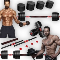 HANTLE BITUMICZNE REGULOWANE KANZA ZESTAW HANTLI SZTANGA 40KG 3W1 GRYF