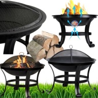 PALENISKO OGRODOWE 80cm DUŻE SOLIDNE STALOWE NA OGNISKO GRILL Z UCHWYTAMI