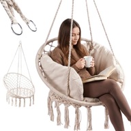 Fotel Wiszący Ogrodowy Krzesło Brazylijskie Huśtawka na Balkon Z Poduszką