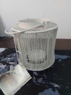 Lumero Świecznik metalowy duży Latarenka Lampion na świecę Biały 15x17cm