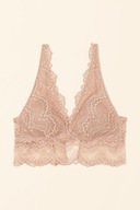H & M stanik koronkowy softbra miękki kwiaty różowy beżowy biustonosz nude