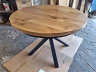 Stół debowy okrągły 110 cm rozkładany Loft