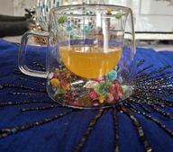 KUBEK SZKŁO TERMICZNY 3D SUSZONE KWIATY PODWÓJNE DNO SZKLANKA KWIATKI OGRÓD