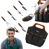 ZESTAW NARZĘDZI OGRODOWYCH POKROWIEC ETUI SEKATOR ŁOPATA MOTYKA WIDŁY 7 SZT