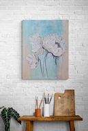 Obraz na płótnie ręcznie malowany akrylami Kwiaty strukturalny 3d 30/40