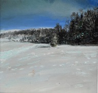 Zimowy" obraz olejny na płótnie 30x30cm , oryginał Garncarek Al,,,