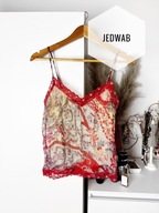 Jedwabna bluzka fairy / siren / baby-doll z koronką i 3D kwiatkami TU S/M