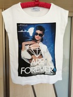 BLUZKA DAMSKA T-SHIRT BAWEŁNIANY Z NADRUKIEM NA PRZODZIE R. L