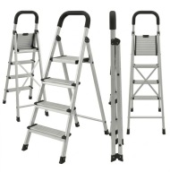 Drabina Aluminiowa Domowa Składana 4 Stopnie 150kg Szerokie Stopnie Lekka
