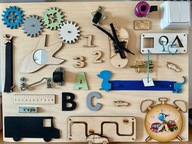 Tablica MANIPULACYJNA Montessori SENSORYCZNA drewniana EDUKACYJNA