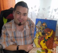 Obraz wypalany Zakochany kundel 2 i pomalowana A4