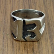 Sygnet Szczęśliw 13 Trzynastka biker rock stal 316