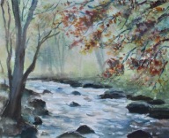 Rzeka las Akwarela Sabina Salamon 30x24