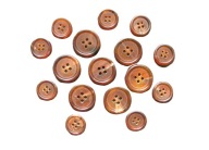 NATURALNY RÓG BAWOLI, BRĄZOWE. śr.20 i15mm.Marynarka 2 rzędowa, kpl. 16 szt