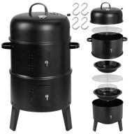 GRILL WĘGLOWY OGRODOWY WĘDZARNIA OGRODOWA 3W1 TERMOMETR RUSZT Z BECZKI
